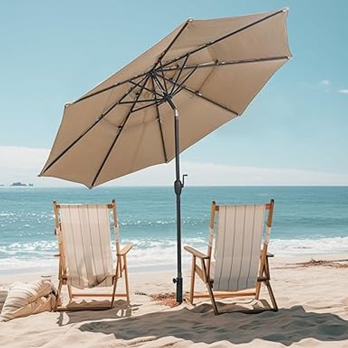 Parasol De Jardin Extérieur, Parasol Balcon à 3 Niveaux Sans Pied (brun Clair)