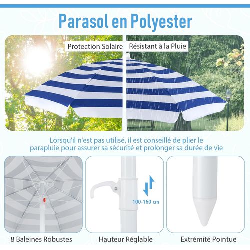 Table De Pique-nique Enfant En Hdpe Avec Parasol Amovible et Réglable