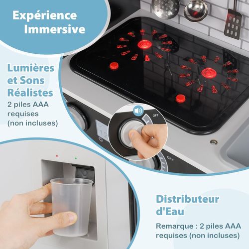 Cuisine Enfant Bois Avec Sons Et Lumières, Machine à Laver, Micro-ondes, 3 Ans+ ,noir