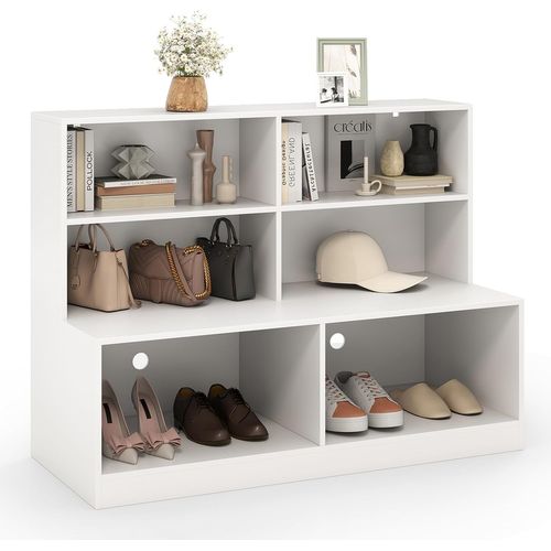 Banc Chaussures Entrée 2 En 1, 6 Compartiments, 2 Kits Anti-basculement, 120 × 50 × 90 Cm