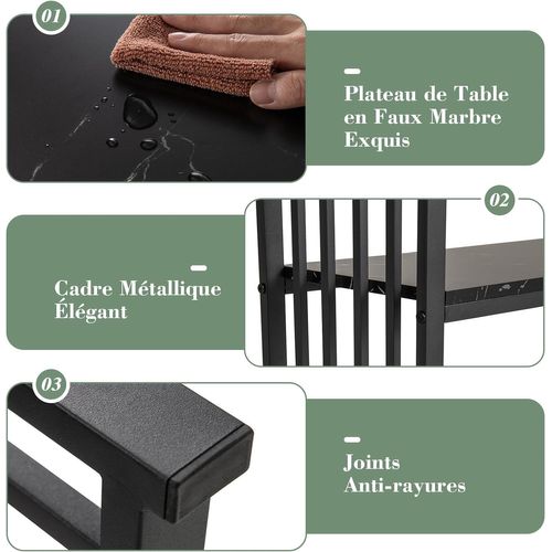 Table Console Marbre à 2 Niveaux Scandinave, Meuble D'entrée Doré Cadre En Métal (noir Marbre)