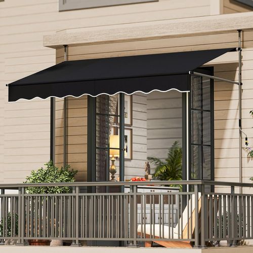 Store Banne Manuel Rétractable De 2,5 X 1,2/1,35/1,5m, Hauteur Réglable 210-300cm(noir)