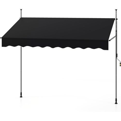 Store Banne Manuel Rétractable De 2,5 X 1,2/1,35/1,5m, Hauteur Réglable 210-300cm(noir)