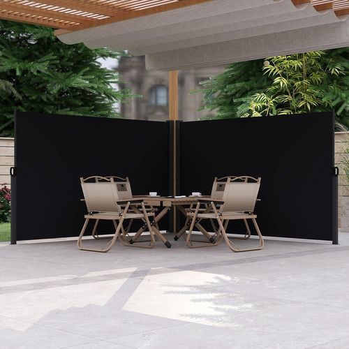 Brise-vue Rétractable 3 X 1,8 M, Store Latéral Extérieur Avec Poignée Latéral (noir)