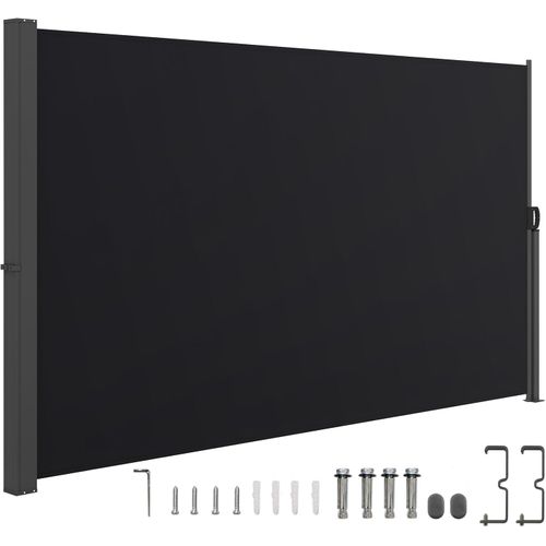 Brise-vue Rétractable 3 X 1,8 M, Store Latéral Extérieur Avec Poignée Latéral (noir)