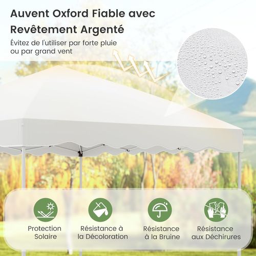 Tonnelle De Pliable 3x3m, 8 Piquets 4 Ancrages 4 Cordes Coupe-vent 4 Sacs De Sable (blanc)