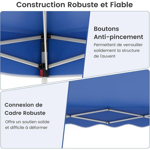 Tonnelle De Jardin Pliable 3x3m, Tente De Extérieur Portable Avec Sac à Roulettes (bleu)