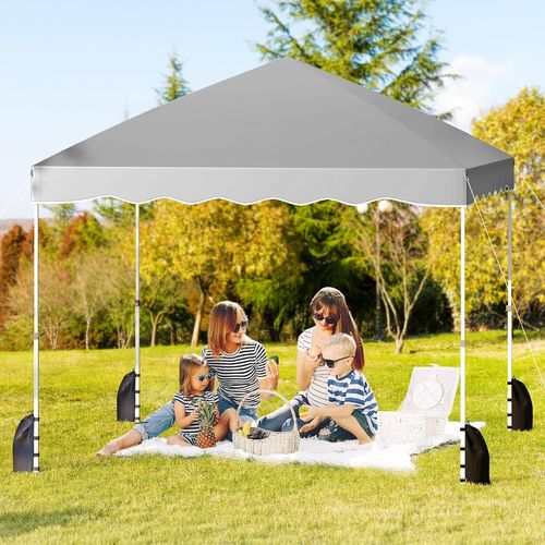 Tonnelle De Jardin Pliable 3x3m, Tente De Extérieur Portable Avec Sac à Roulettes (gris)