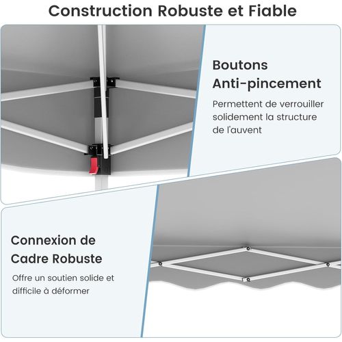 Tonnelle De Jardin Pliable 3x3m, Tente De Extérieur Portable Avec Sac à Roulettes (gris)
