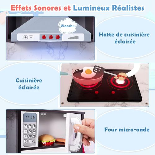 Cuisine Enfant Avec 16 Accessoires Et Son Et Lumière, Cuisine D’angle En Bois, Pour 3 Ans+ (café)