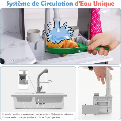 Cuisine Enfant Avec 16 Accessoires Et Son Et Lumière, Cuisine D’angle En Bois, Pour 3 Ans+ (café)