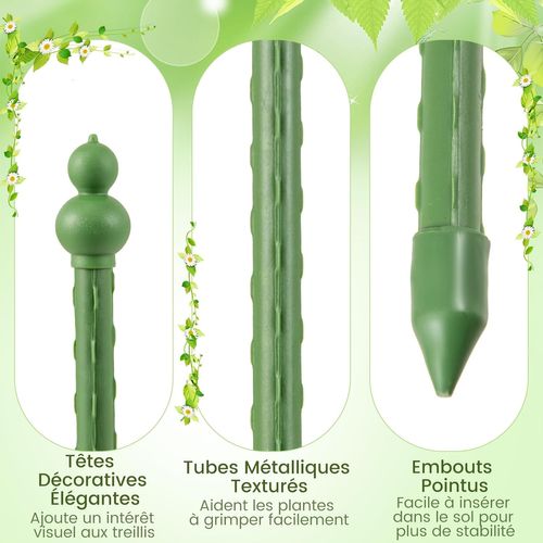 Lot De 2 Treillis Obélisque De Jardin Pour Plantes, Support Pour Plantes Grimpantes (30 X 145 Cm)