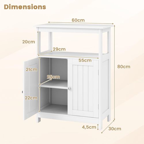 Meuble De Rangement De Salle De Bain Avec 2 Portes, Étagère Ajustable (blanc)