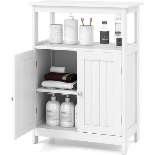 Meuble De Rangement De Salle De Bain Avec 2 Portes, Étagère Ajustable (blanc)
