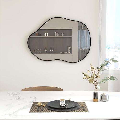 Miroir Mural Décoratif Avec Cadre Métallique, Forme Irrégulière (78 X 56,5 Cm,noir)
