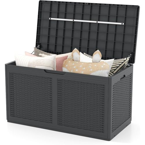 Coffre De Rangement Extérieure En Résine 380 L, Étanche Avec Roues 111 X 56 X 61 Cm (gris)