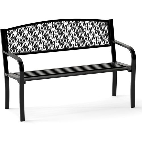 Banc Exterieur Jardin, Dossier à Motifs, Siège à Lattes, Antidérapants (noir,128 X 60 X 86 Cm)