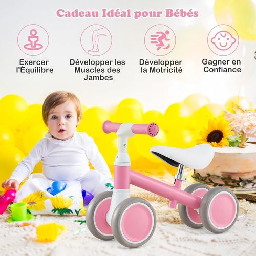 Draisienne Bébé Légère Avec Guidon Et Siège Réglables En Hauteur, 4 Roues En Eva, Charge 25kg