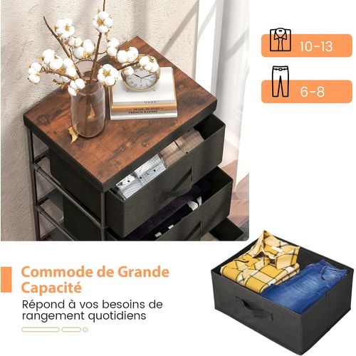 Lot De 2 Commode 3 Tiroirs En Tissu, Commode Chambre Adulte (40 X 30 X 62 Cm * 2 Pieces,noir)