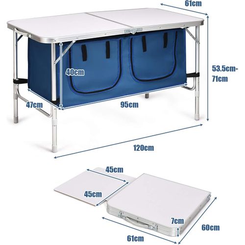 Table De Camping Pliante Table De Jaridn En Aluminium Pliable Et Compacte, Meuble De Jaridn(bleu)