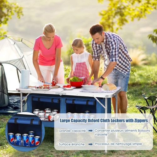 Table De Camping Pliante Table De Jaridn En Aluminium Pliable Et Compacte, Meuble De Jaridn(bleu)