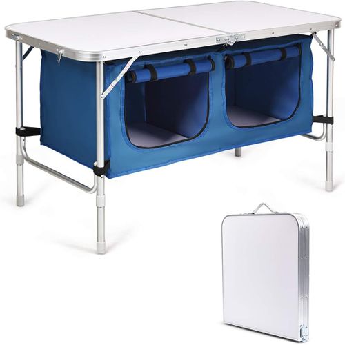 Table De Camping Pliante Table De Jaridn En Aluminium Pliable Et Compacte, Meuble De Jaridn(bleu)