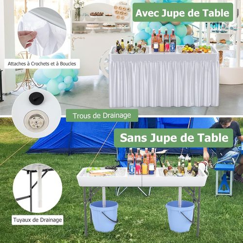 Table De Refroidissement Pliable De 151 Cm, Portable Pour Camping Fête Pique-nique Mariage