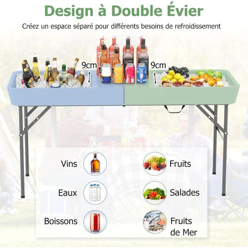 Table De Refroidissement Pliable De 151 Cm, Portable Pour Camping Fête Pique-nique Mariage