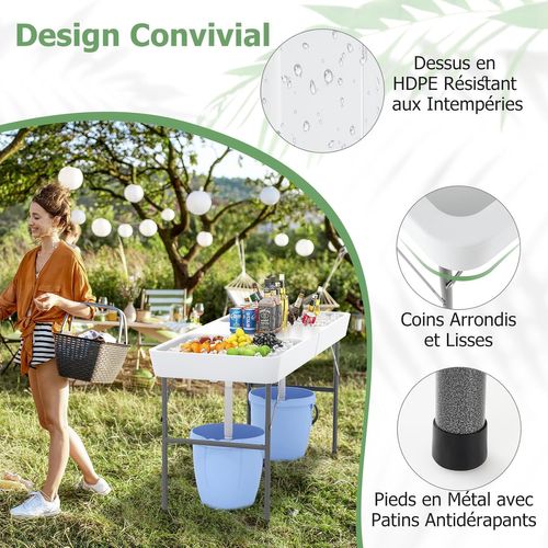 Table De Refroidissement Pliable De 151 Cm, Portable Pour Camping Fête Pique-nique Mariage