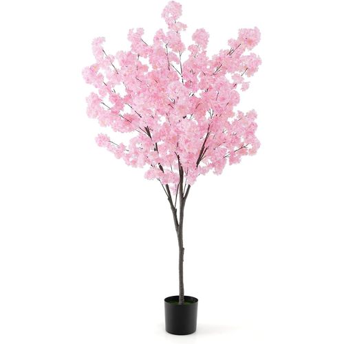 Plante Artificielle En Pot Remplies De Ciment 190cm Avec 900 Fleurs Roses, Fausse Cerisier
