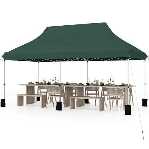 Tonnelle De Jardin Pop-up Pliable 300x600cm, Imperméable Protection Solaire 3 Hauteurs (vert)