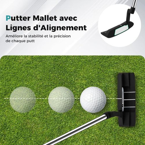 Ensemble Club De Golf Portable, Sac Trépied Avec Driver 460cc #1, Bois #3 Hybride Fers