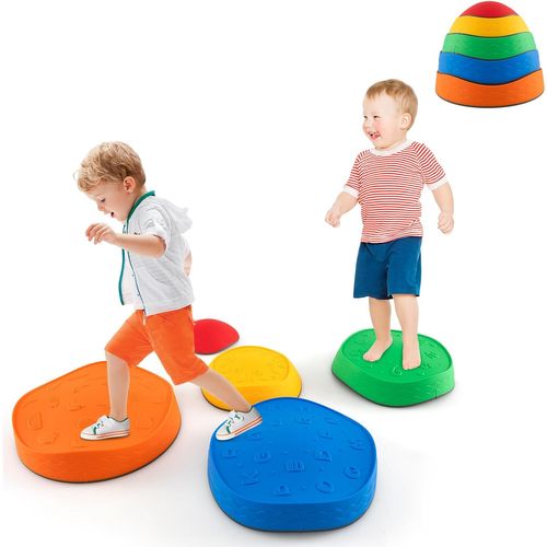 5 Pierres D'équilibre Empilables Enfant Avec Bord Tpe, Parcours Motricité Enfant, Rond