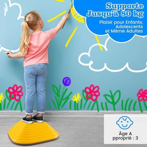 11 Pierres D'équilibre Empilables Enfant Avec Bord Tpe, Parcours Motricité Enfant, Carré