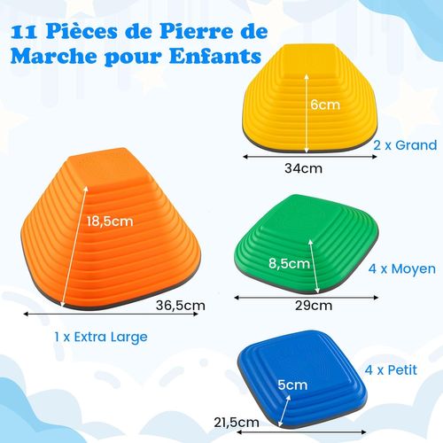 11 Pierres D'équilibre Empilables Enfant Avec Bord Tpe, Parcours Motricité Enfant, Carré