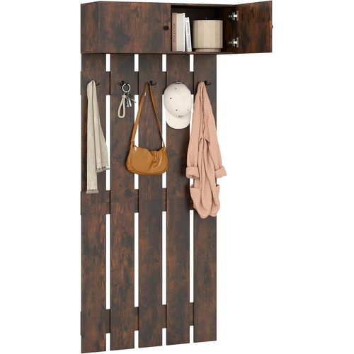 Porte-manteau Mural Pour Entrée, Portant Mural 210 Cm, 90 X 33 X 210 Cm, (marron Rustique)