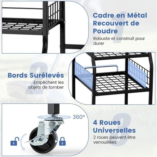Support De Rangement Pour Sac De Golf Avec Roues Universelles Verrouillables, 122 X 40 X 103 Cm