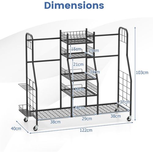 Support De Rangement Pour Sac De Golf Avec Roues Universelles Verrouillables, 122 X 40 X 103 Cm