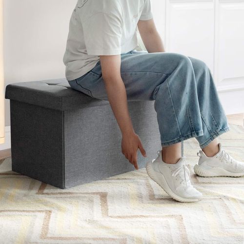 Banc De Rangement Pliable En Tissu, Bac Intérieur Amovible, 80 × 40,5 X 40,5 Cm (gris Clair)