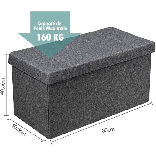 Banc De Rangement Pliable En Tissu, Bac Intérieur Amovible, 80 × 40,5 X 40,5 Cm (gris Foncé)