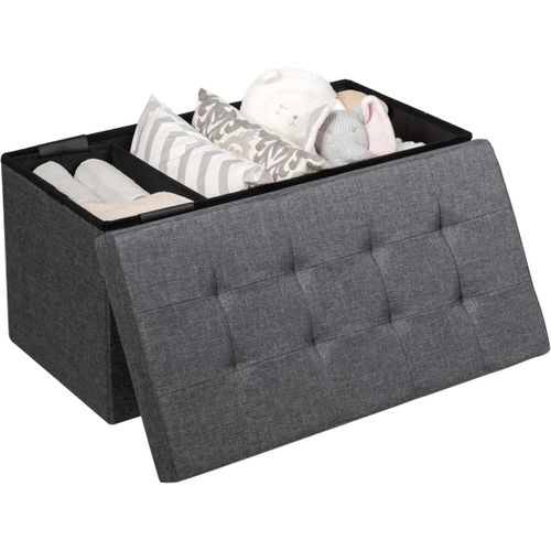 Banc De Rangement Pliable En Tissu, Bac Intérieur Amovible, 80 × 40,5 X 40,5 Cm (gris Foncé)