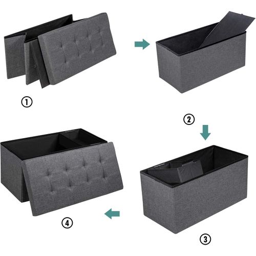 Banc De Rangement Pliable En Tissu, Bac Intérieur Amovible, 80 × 40,5 X 40,5 Cm (gris Foncé)