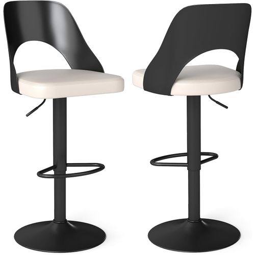 Lot De 2 Tabourets De Bar, Chaise De Bar Avec Siège Élargi, Repose-pieds, Design Modernes (noir,2)