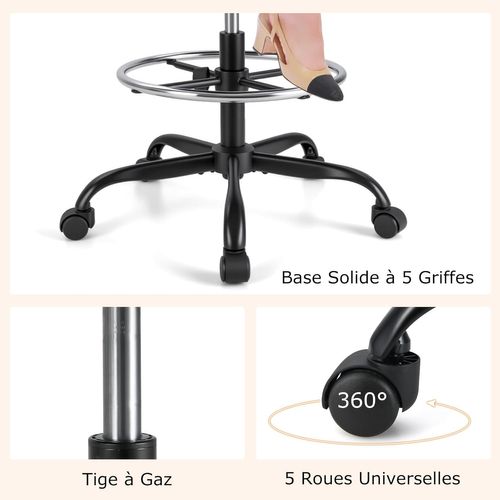 Chaise à Dessin Réglable En Hauteur,chaise De Travail Pivotante Avec Accoudoirs, Fauteuil De Bureau