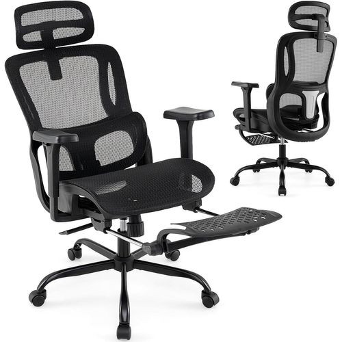 Chaise De Bureau,chaise Ergonomique Avec Dossier Haut,support Lombaire Ajustable,accoudoirs 3d,noir
