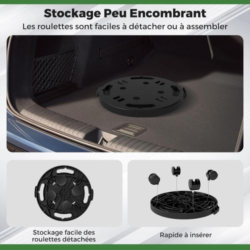 Chariot à Plantes Rond, Support Robuste Avec 4 Roues Universelles, Plateforme Mobile