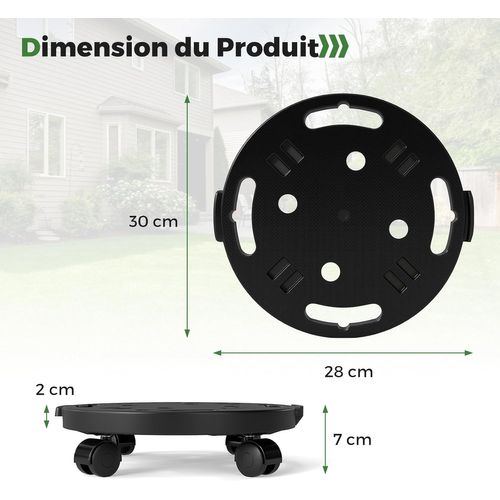Chariot à Plantes Rond, Support Robuste Avec 4 Roues Universelles, Plateforme Mobile