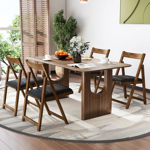 Lot De 2 Chaise Pliante, Chaises De Salle à Manger Rembourrées, Bois De Caoutchouc (noyer+gris)