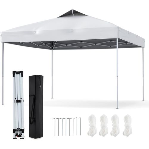Tonnelle Pop-up 295x295cm Verrouillage Central Portable Avec Sac Et Accessoires,blanc