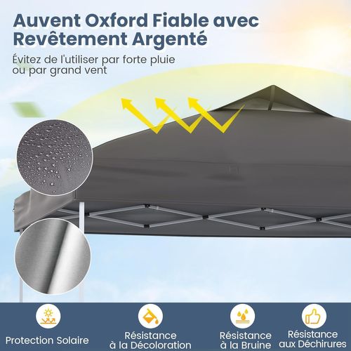 Tonnelle De Jardin Pop-up 295 X 295 Cm, Tente Réception Pliant Avec Verrouillage Central (gris)